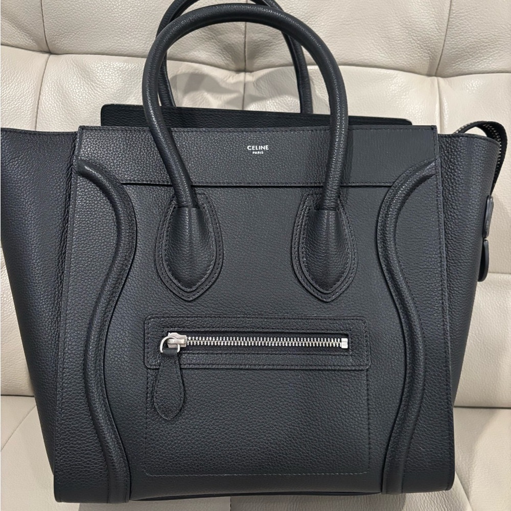 Celine Black Leather Tote Bag